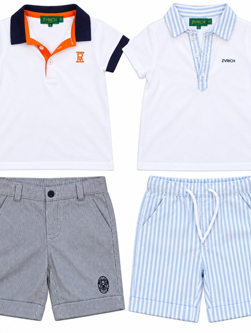 ZVRICH Boys 5T White Polo & Shorts Set